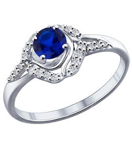 Кольцо из серебра с синим фианитом 94011770