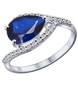 Кольцо из серебра с синим фианитом 94011799