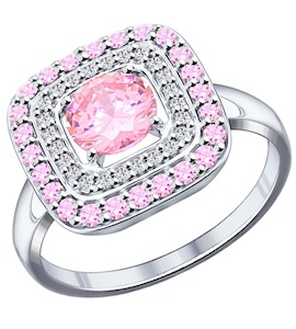 Кольцо из серебра с розовыми фианитами 94011800