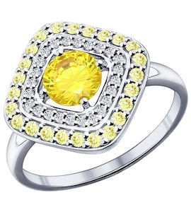 Кольцо из серебра с жёлтыми фианитами 94011801