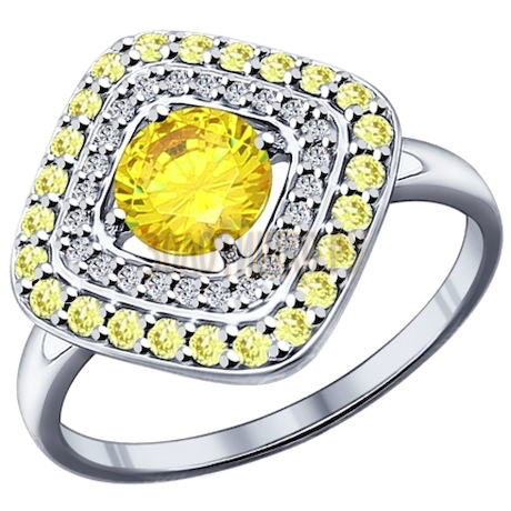 Кольцо из серебра с жёлтыми фианитами 94011801