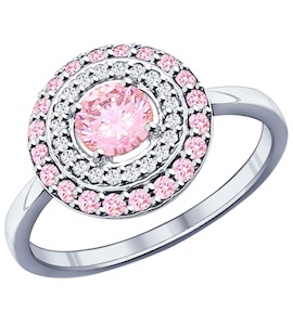 Кольцо из серебра с розовыми фианитами 94011802