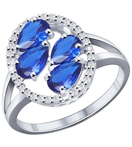 Кольцо из серебра с синими фианитами 94011807