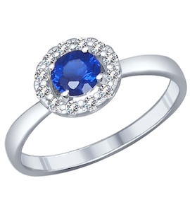 Кольцо из серебра с синим фианитом 94011810