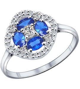 Кольцо из серебра с синими фианитами 94011841