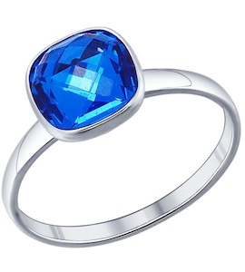 Кольцо из серебра с синим кристаллом swarovski 94011869