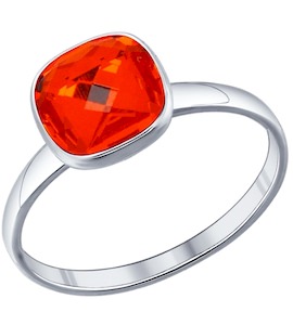 Кольцо из серебра с оранжевым кристаллом Swarovski 94011870