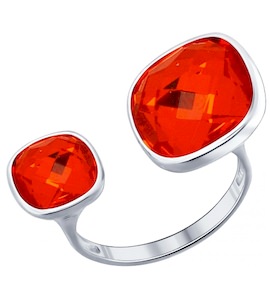 Кольцо из серебра с оранжевыми кристаллами swarovski 94011879