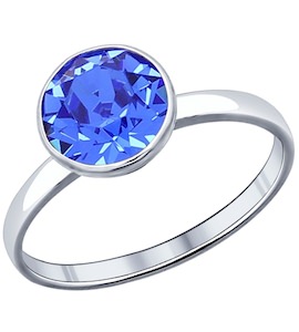 Кольцо из серебра с синим кристаллом Swarovski 94011939