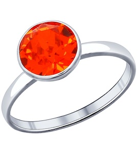 Кольцо из серебра с оранжевым кристаллом Swarovski 94011940