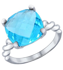 Кольцо из серебра с голубым стеклянной вставкой 94011957