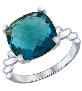 Кольцо из серебра с синим стеклянной вставкой 94011958