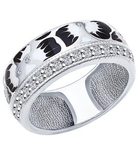 Кольцо из серебра с эмалью с фианитами 94011995