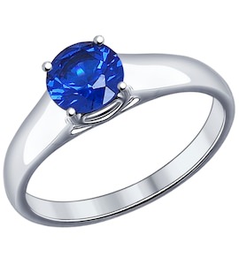 Кольцо из серебра с синим фианитом 94012018