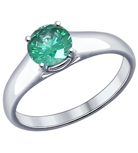 Кольцо из серебра с зелёным фианитом 94012019