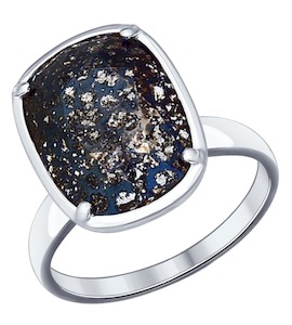 Кольцо из серебра с чёрным кристаллом Swarovski 94012061