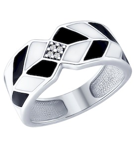 Кольцо из серебра с эмалью и фианитами 94012162