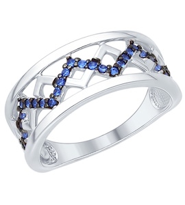 Кольцо из серебра с синими фианитами 94012164