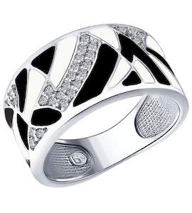 Кольцо из серебра с эмалью и фианитами 94012192