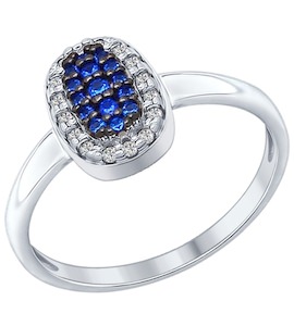 Кольцо из серебра с синими фианитами 94012197