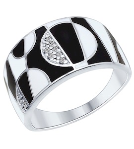 Кольцо из серебра с эмалью и фианитами 94012208