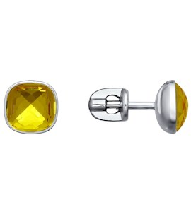 Серьги-пусеты из серебра с жёлтыми кристаллами swarovski 94021619