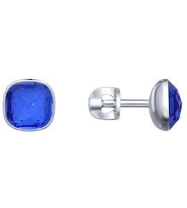 Серьги-пусеты из серебра с синими кристаллами Swarovski 94022054