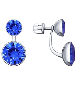 Серьги-пусеты из серебра с синими кристаллами Swarovski 94022068