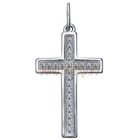 Крест из серебра с фианитами 94031254