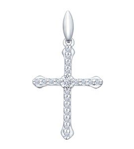 Крест из серебра с фианитами 94031379