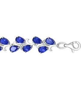 Красивый браслет из серебра с синим фианитом 94050147