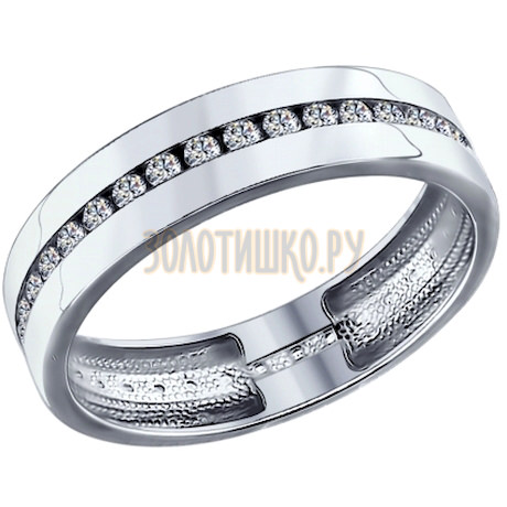 Обручальное кольцо из серебра с фианитами 94110026