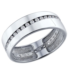 Обручальное кольцо из серебра с фианитами 94110027