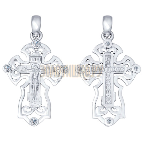 Крест из серебра с фианитами 94120132