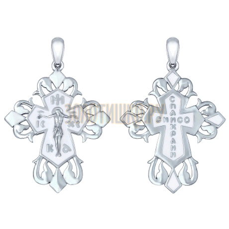 Крест из серебра с эмалью 94120133