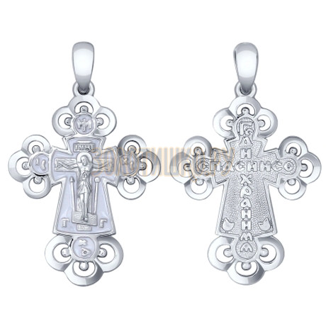 Крест из серебра с эмалью 94120136