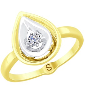 Кольцо из комбинированного золота с бриллиантом 1011784-2