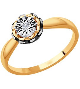 Кольцо из комбинированного золота с бриллиантом 1012043
