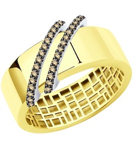 Кольцо из желтого золота с бриллиантами 1012058