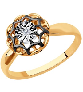 Кольцо из комбинированного золота с бриллиантом 1012070