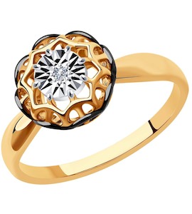 Кольцо из комбинированного золота с бриллиантом 1012071