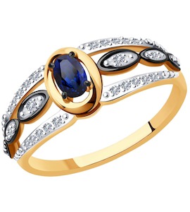 Кольцо из золота с бриллиантами и сапфиром 2011150