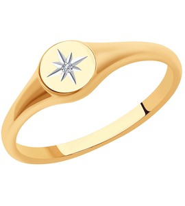 Кольцо из золота с искусственно выращенным бриллиантом 371012072-5