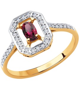 Кольцо из золота с бриллиантами и рубином 4010644