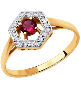 Кольцо из золота с бриллиантами и рубином 4010645