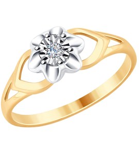 Кольцо из комбинированного золота с бриллиантом 51-210-00022-1