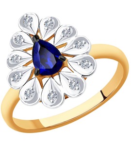 Кольцо из золота с бриллиантами и сапфиром 51-210-00598-1