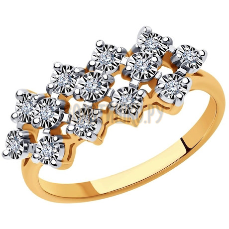 Кольцо из комбинированного золота с бриллиантами 51-210-00827-1