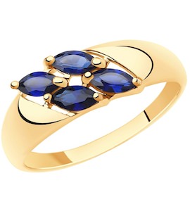 Кольцо из золота с синими корундами (синт.) 51-310-00340-2