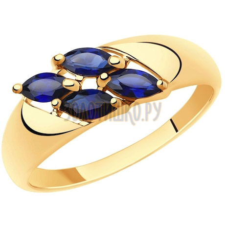 Кольцо из золота с синими корундами (синт.) 51-310-00340-2